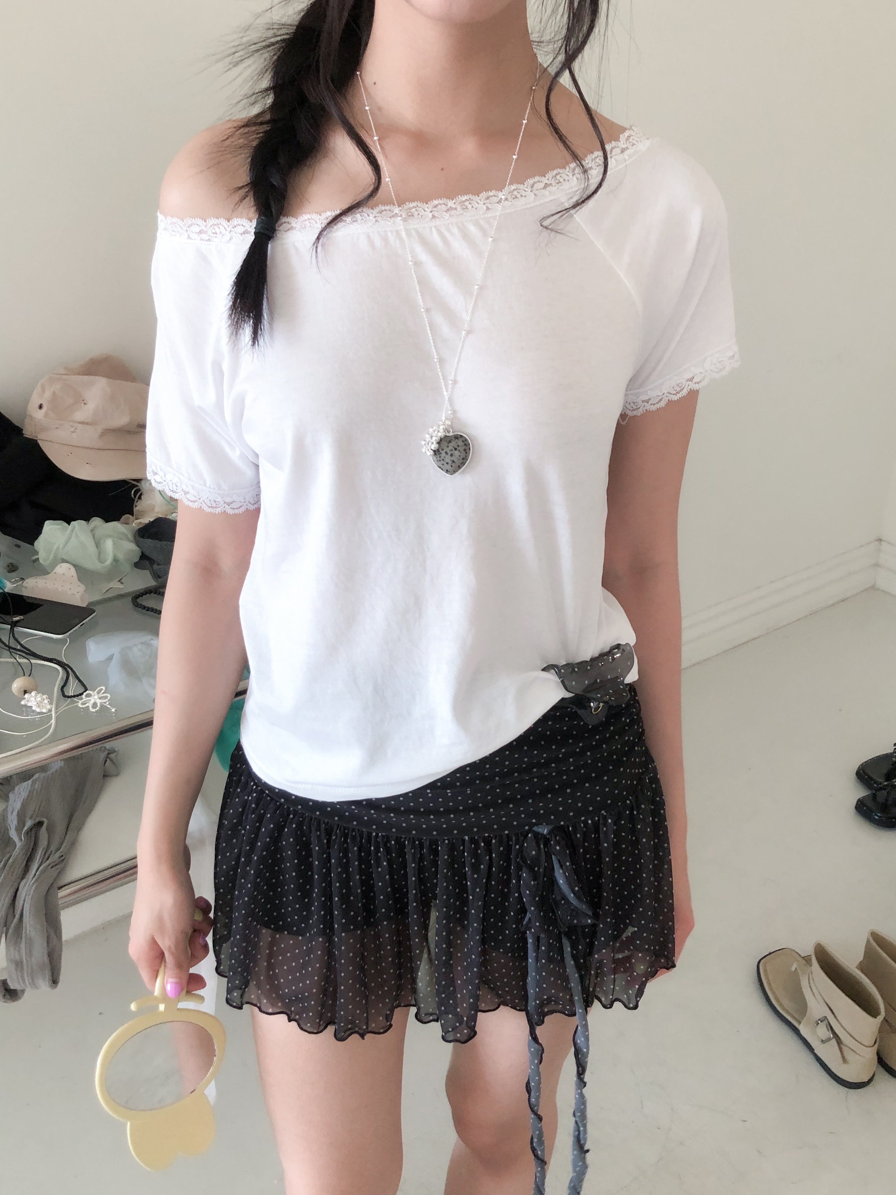 ray off shoulder tee #上衣