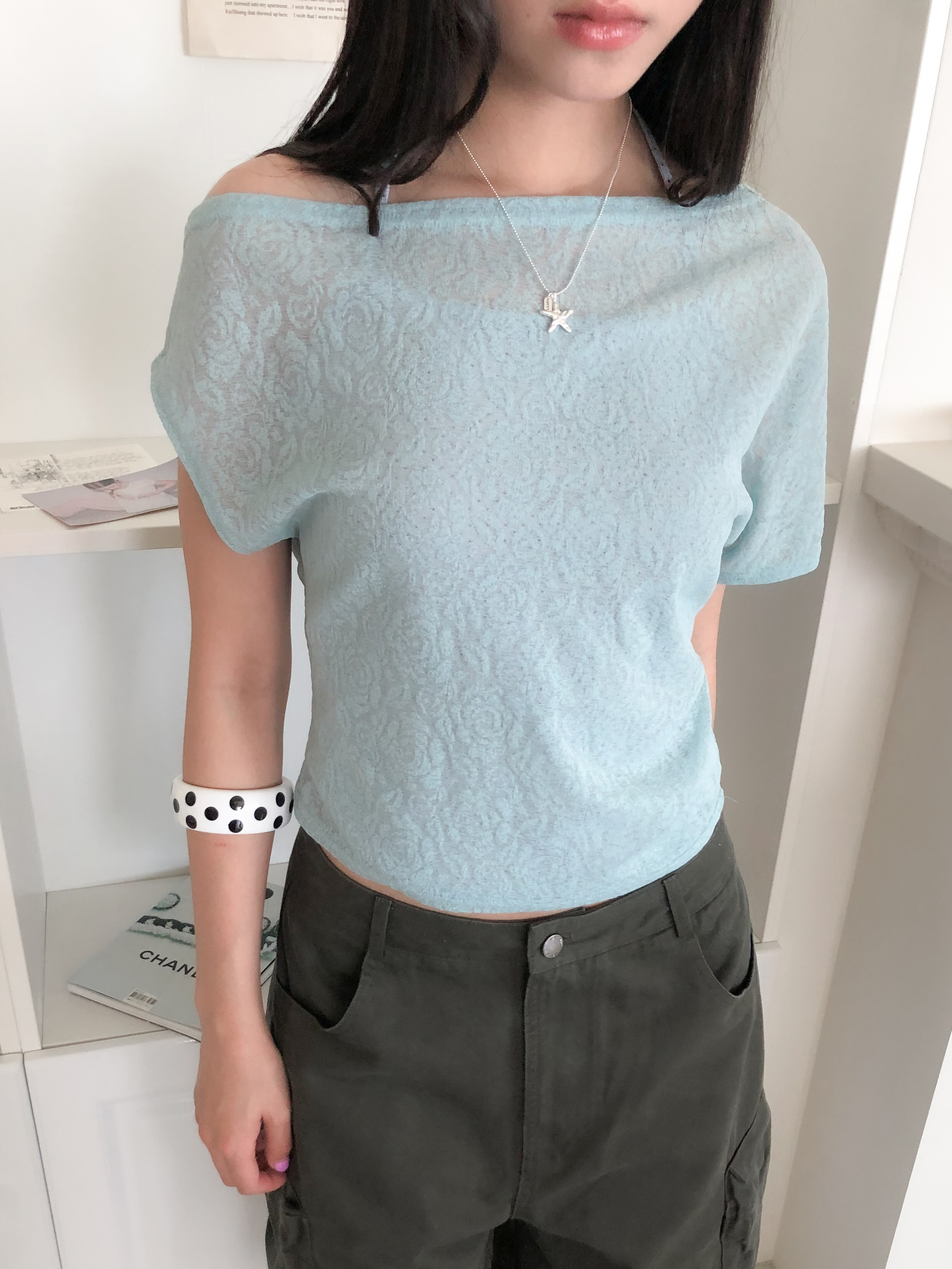 rose lace sleeveless top #上衣
