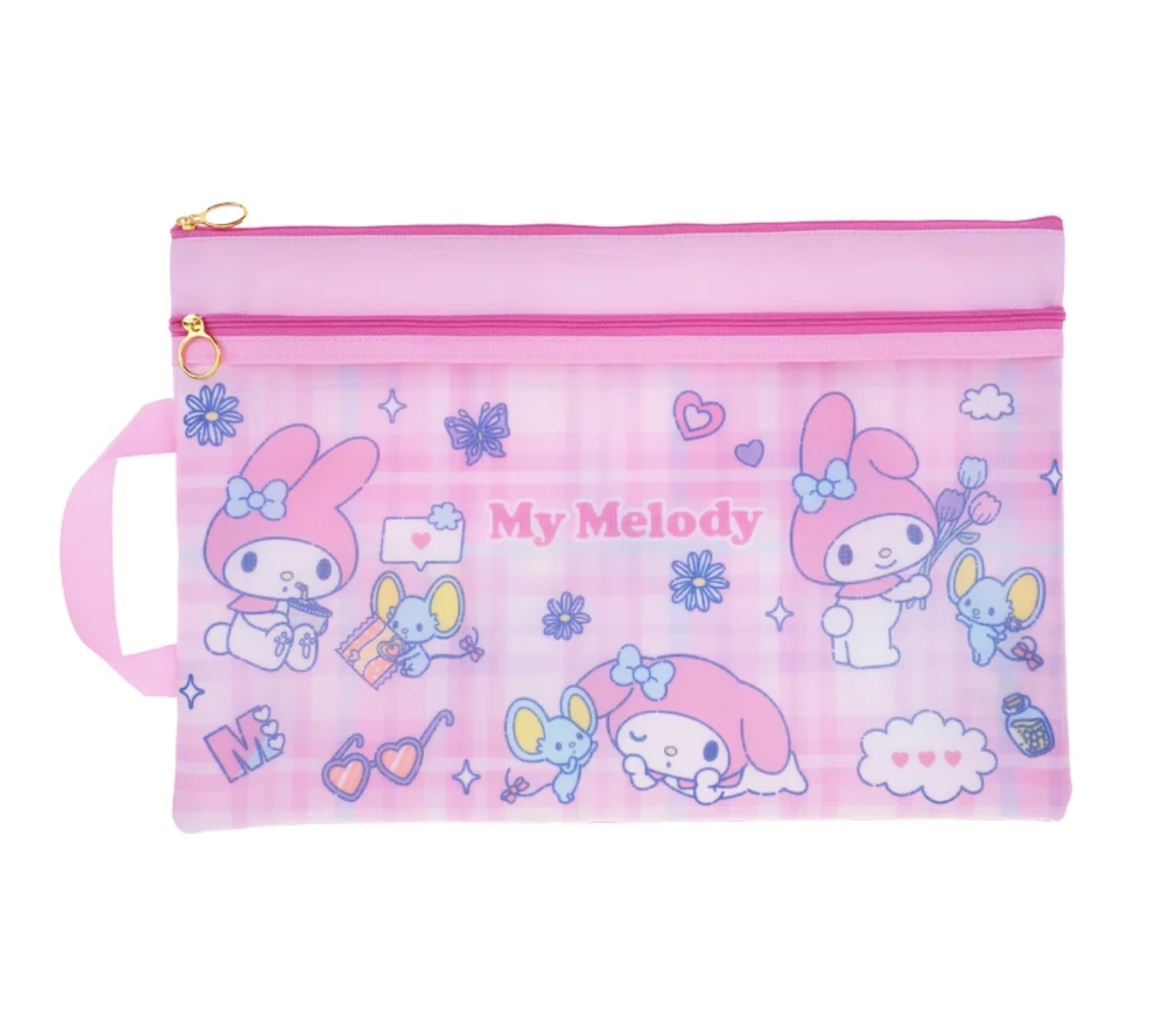 My Melody F4雙拉鍊布文件袋連手挽 9-7297-23
