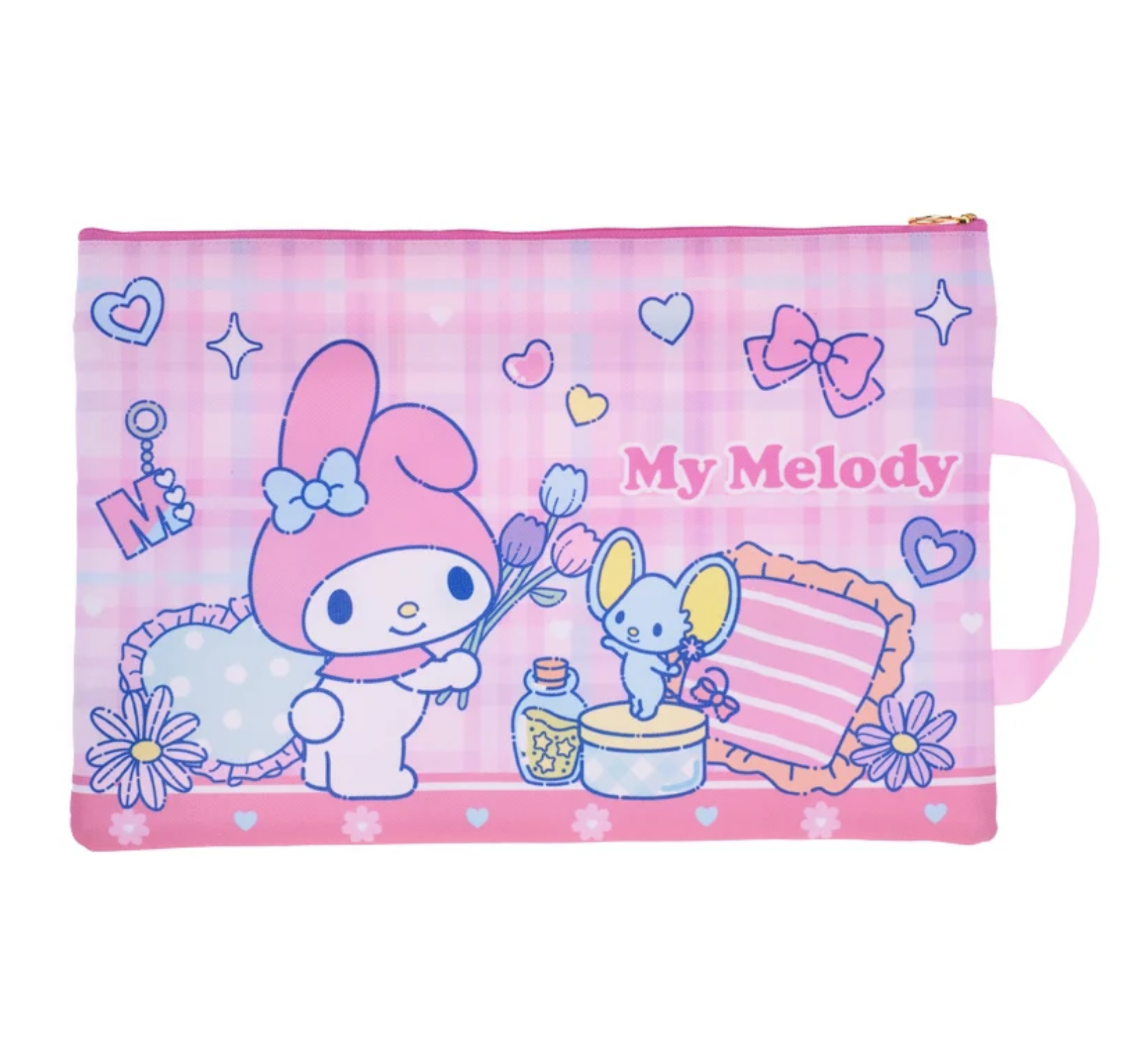 My Melody F4雙拉鍊布文件袋連手挽 9-7297-23
