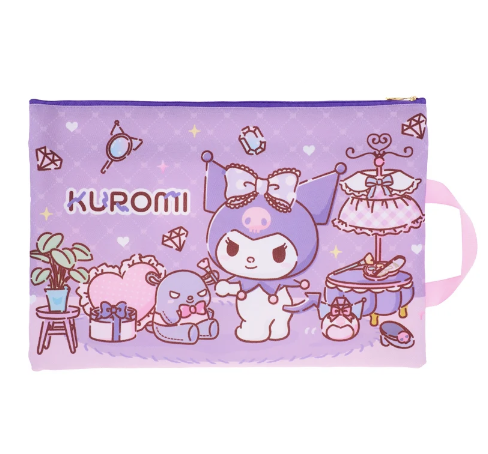 Kuromi F4雙拉鍊布文件袋連手挽 9-7297-24