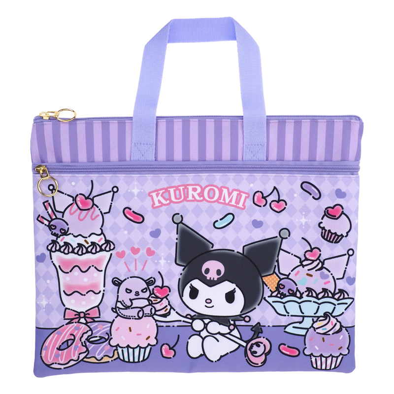 Kuromi A4 雙拉鏈布文件袋連手挽 9-7483-8