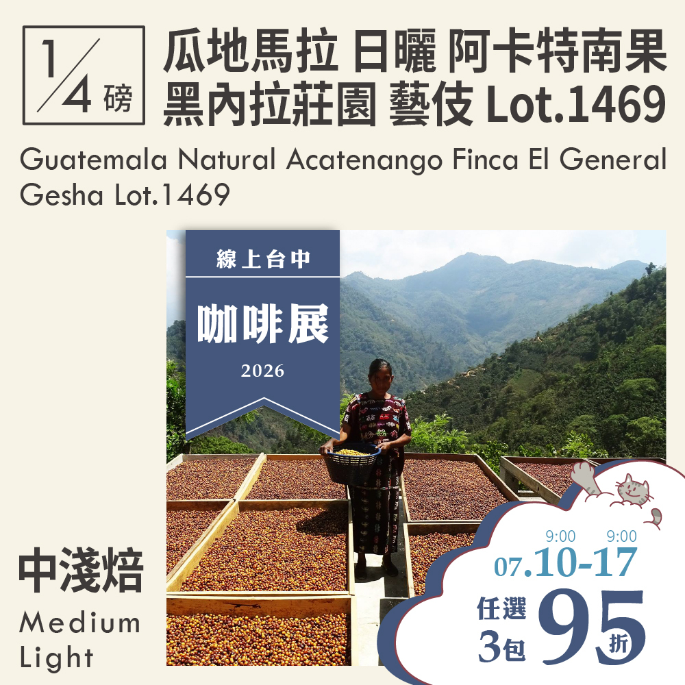 瓜地馬拉 日曬 阿卡特南果 黑內拉莊園 藝伎 Lot.1469 (0.25磅)