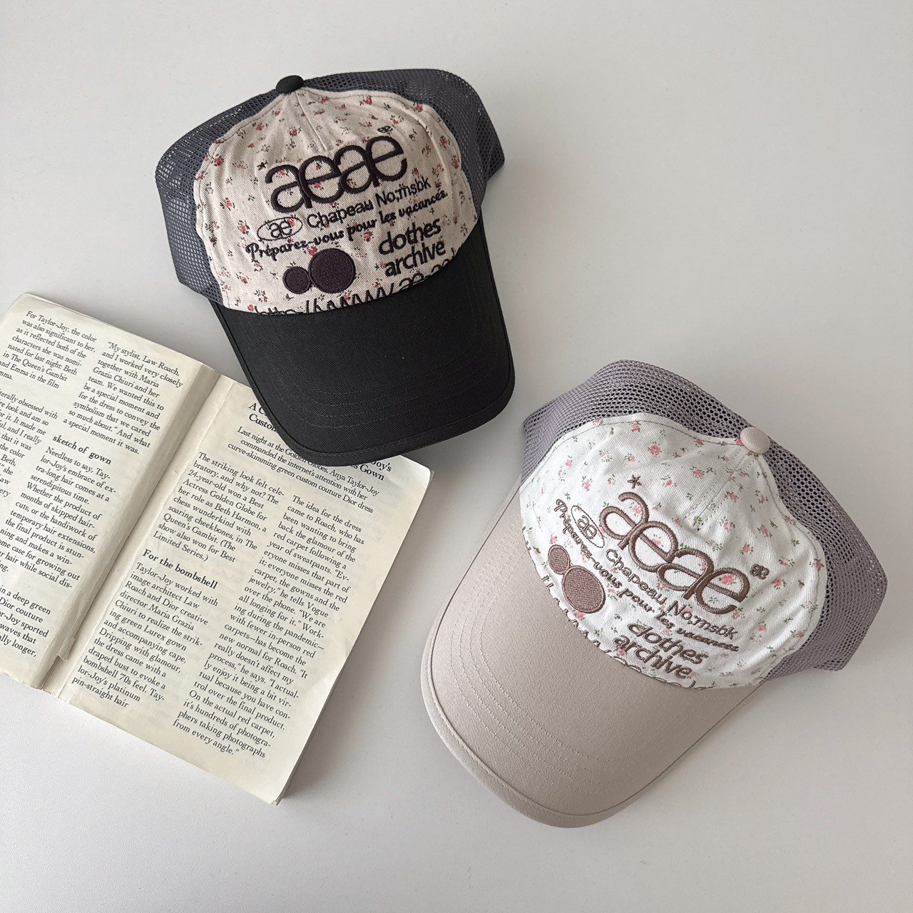 （現貨）韓牌 aeae Web logo Flower Mesh cap 花花網眼老帽 AE46SWCA003