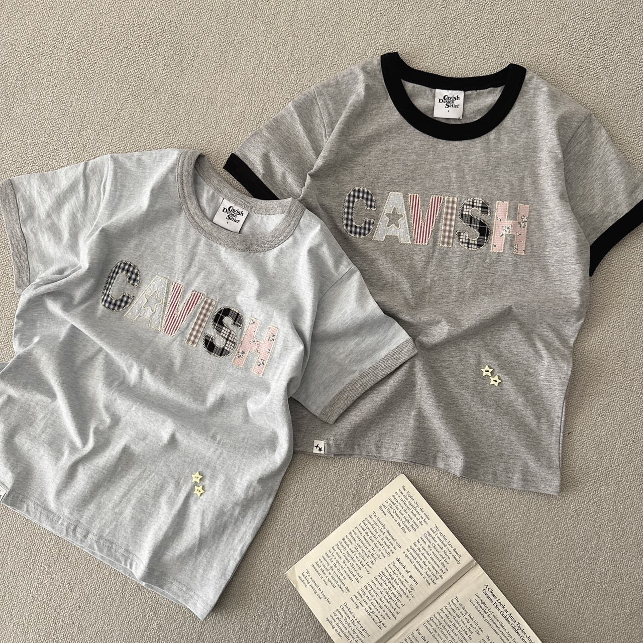 （現貨）韓牌 CAVISH APPLIQUE RINGER 拼貼撞色 滾邊 短T CV2GMUT509A
