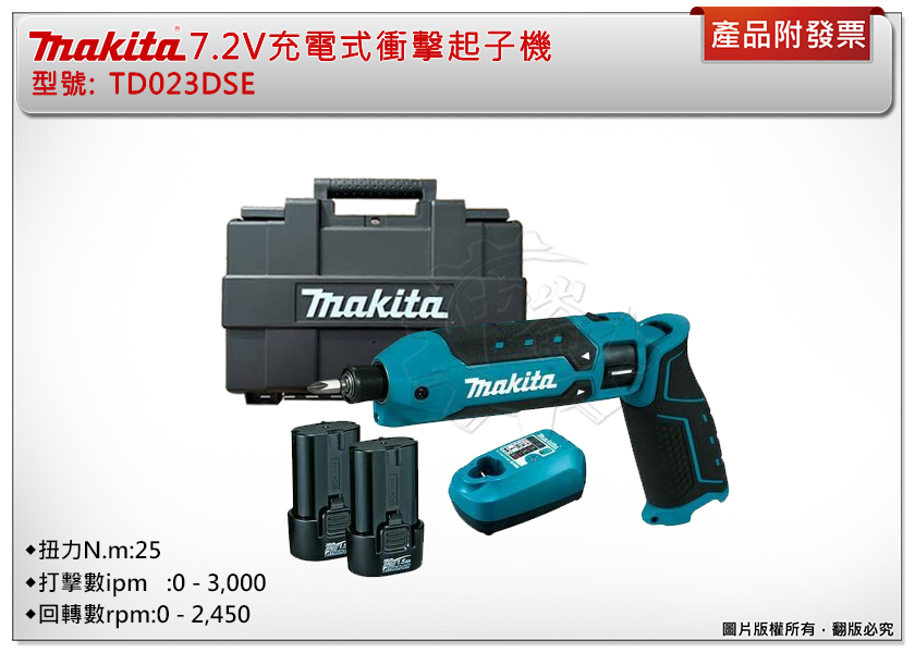 ＊中崙五金【附發票】牧田 7.2V 充電式衝擊起子機 TD023DSE TD023 可折式 BL0715 DC10WA