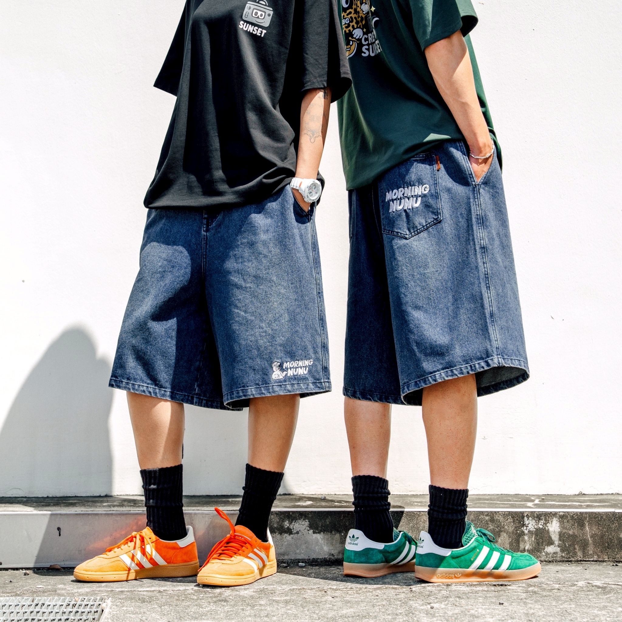 #預購 SBG 早安妞妞 MR.ChiChi刺繡大寬鬆過膝牛仔短褲 SB5020