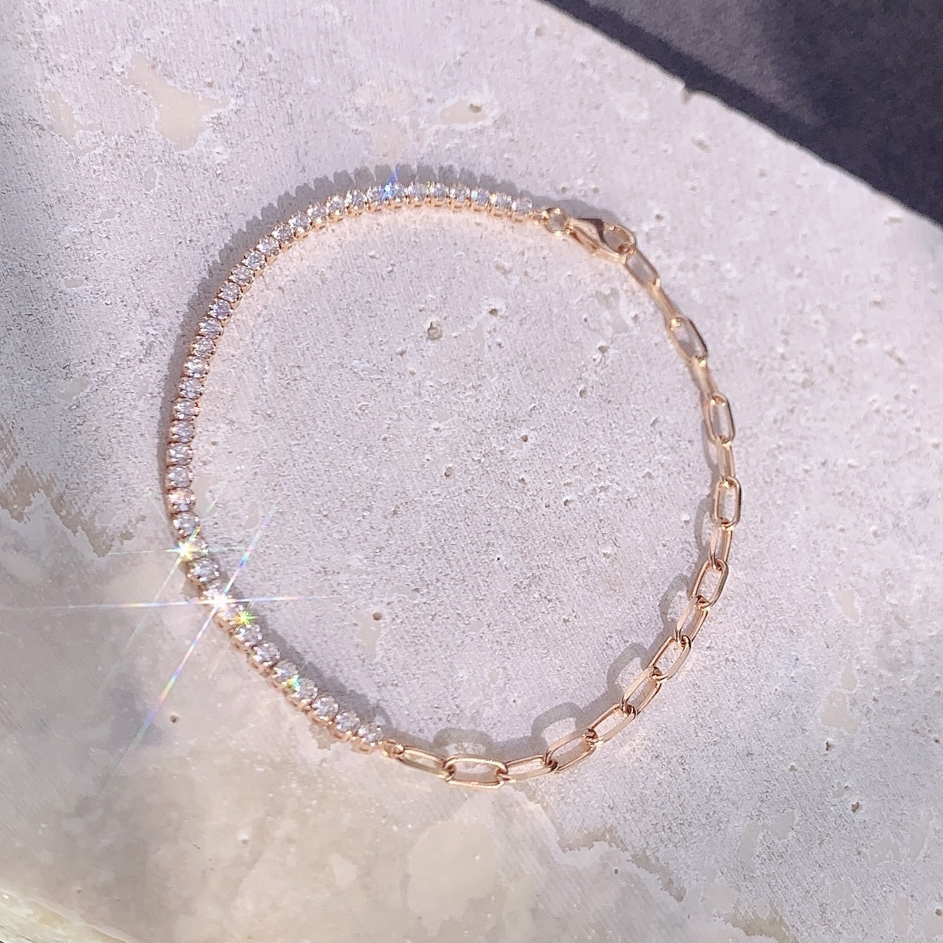18K金鍊條鑽石軟身手鏈 (1.8mm版本)