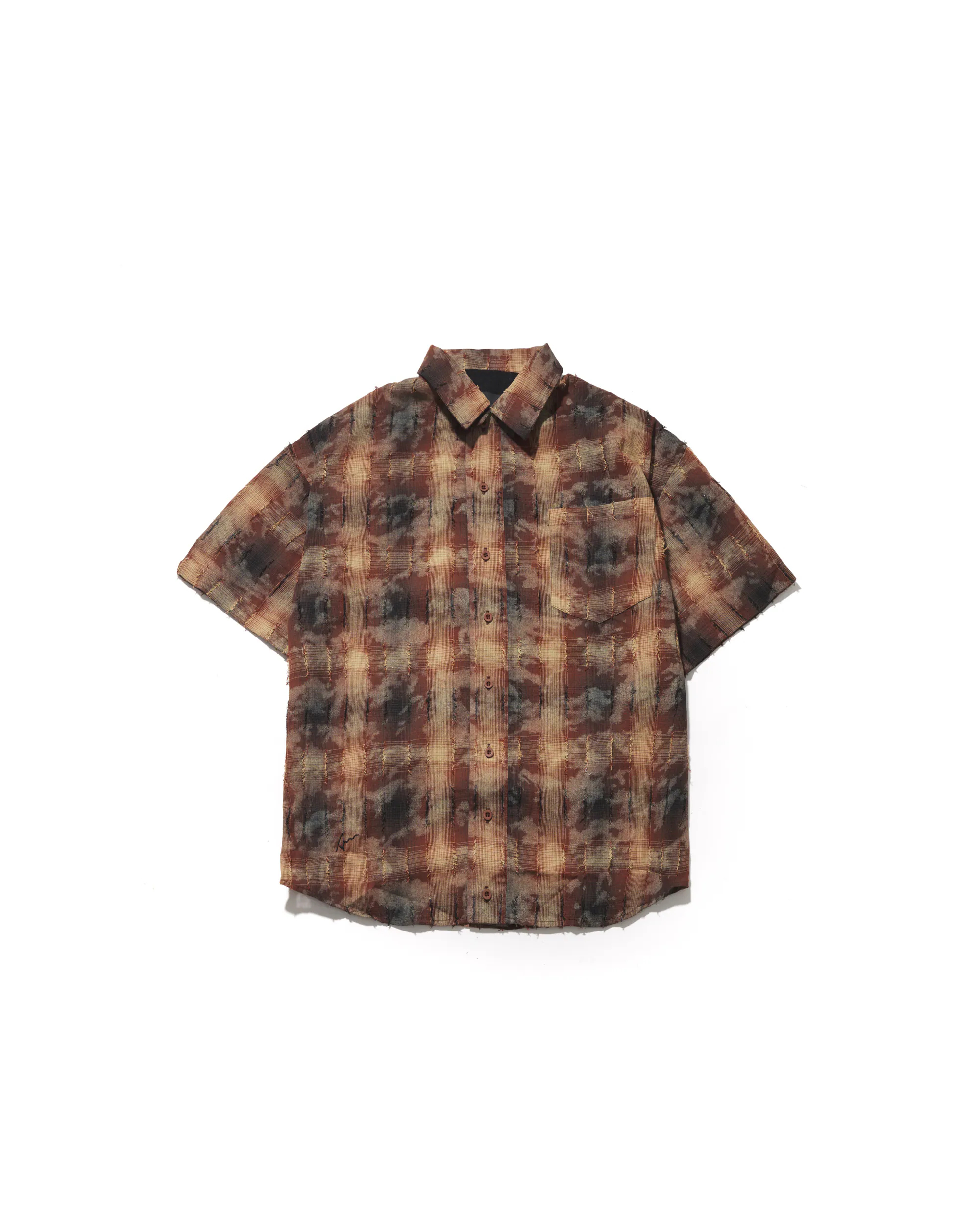 【車庫服飾】AES RECONSTRUCTED SCYTHE WASHED DISTRESSED PLAID SHIRT