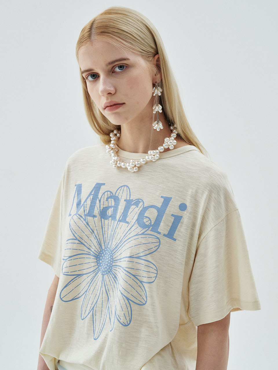 Mardi Mercredi SLUB COTTON TSHIRT FLOWERMARDI