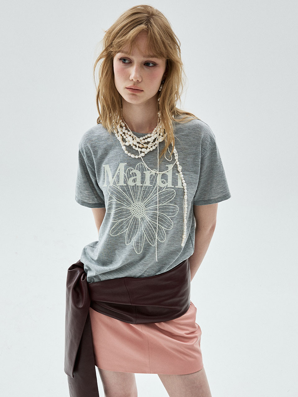 Mardi Mercredi SLUB COTTON RELAXED TSHIRT FLOWERMARDI