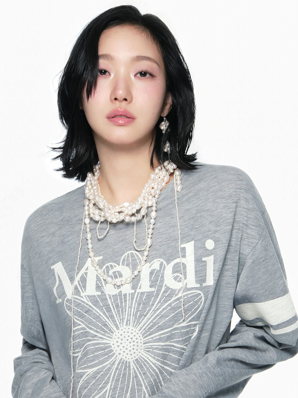 Mardi Mercredi SLUB COTTON RELAXED TSHIRT LONG SLEEVE FLOWERMARDI