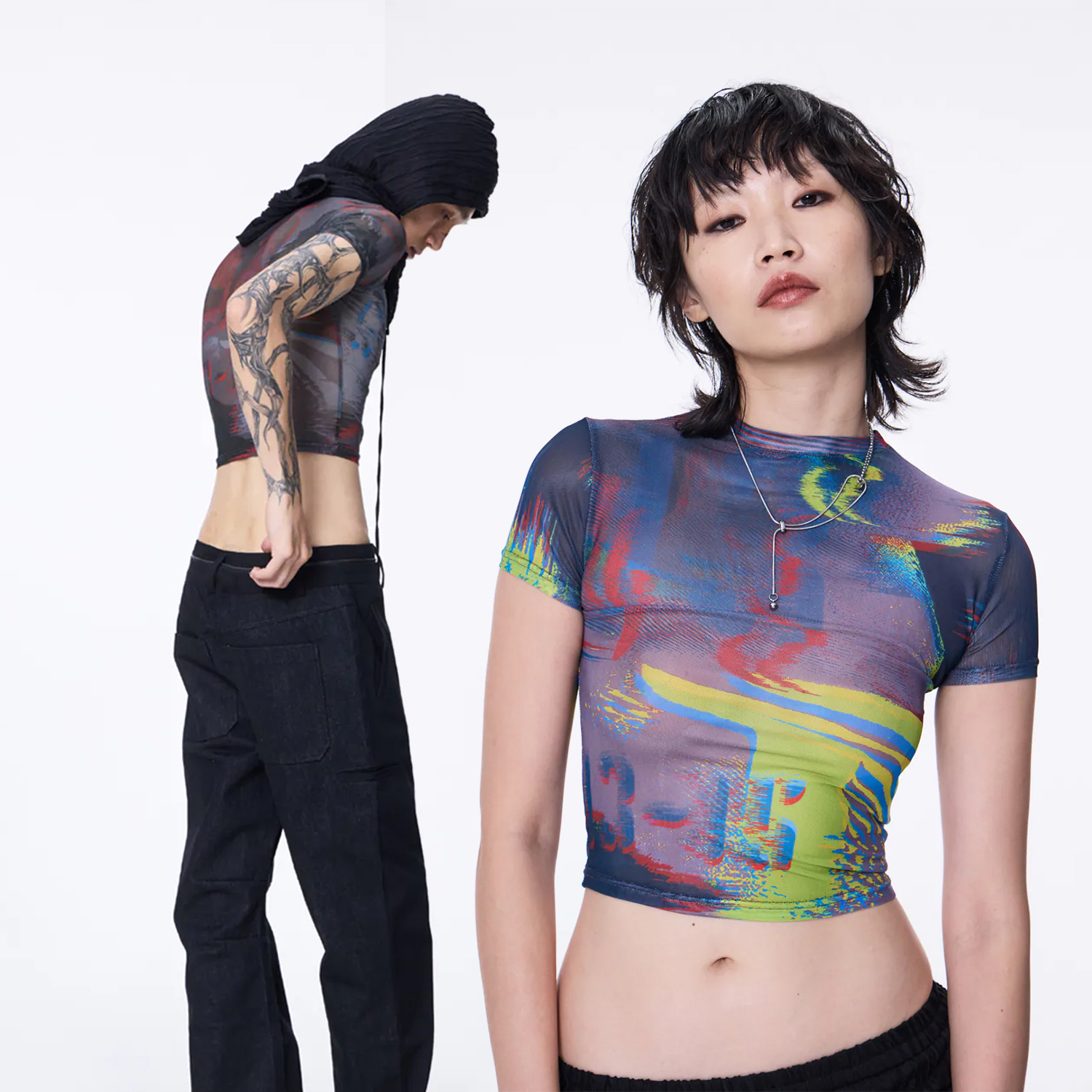 【車庫服飾】SILVER NINE Fragments Print Top-印花網紗 / FRAGMENTS-007