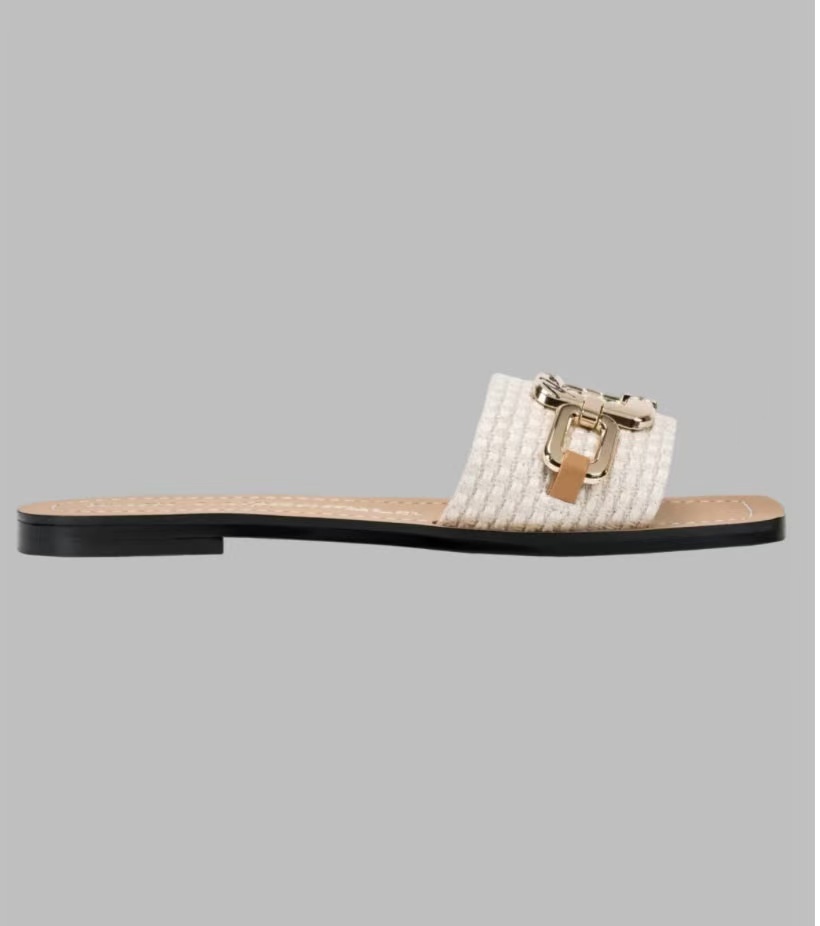 【預購】Karl Lagerfeld H071013 女裝白色MARZELLA RAFFIA CHAIN 拖鞋