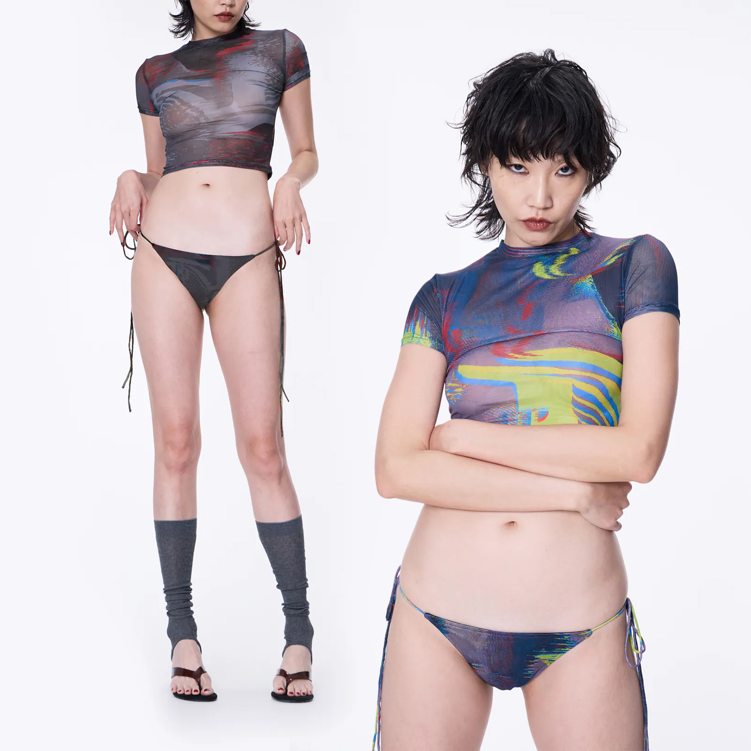 【車庫服飾】SILVER NINE Fragments Print String bikini 側綁帶比基尼泳褲 / FRAGMENTS-018