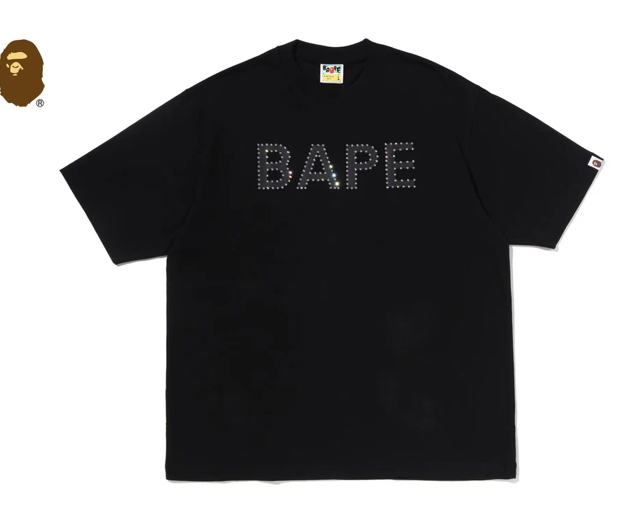 【BAPE男生】0711發售 寬版 水鑽BAPE RHINESTONE LOGO RELAXED FIT TEE