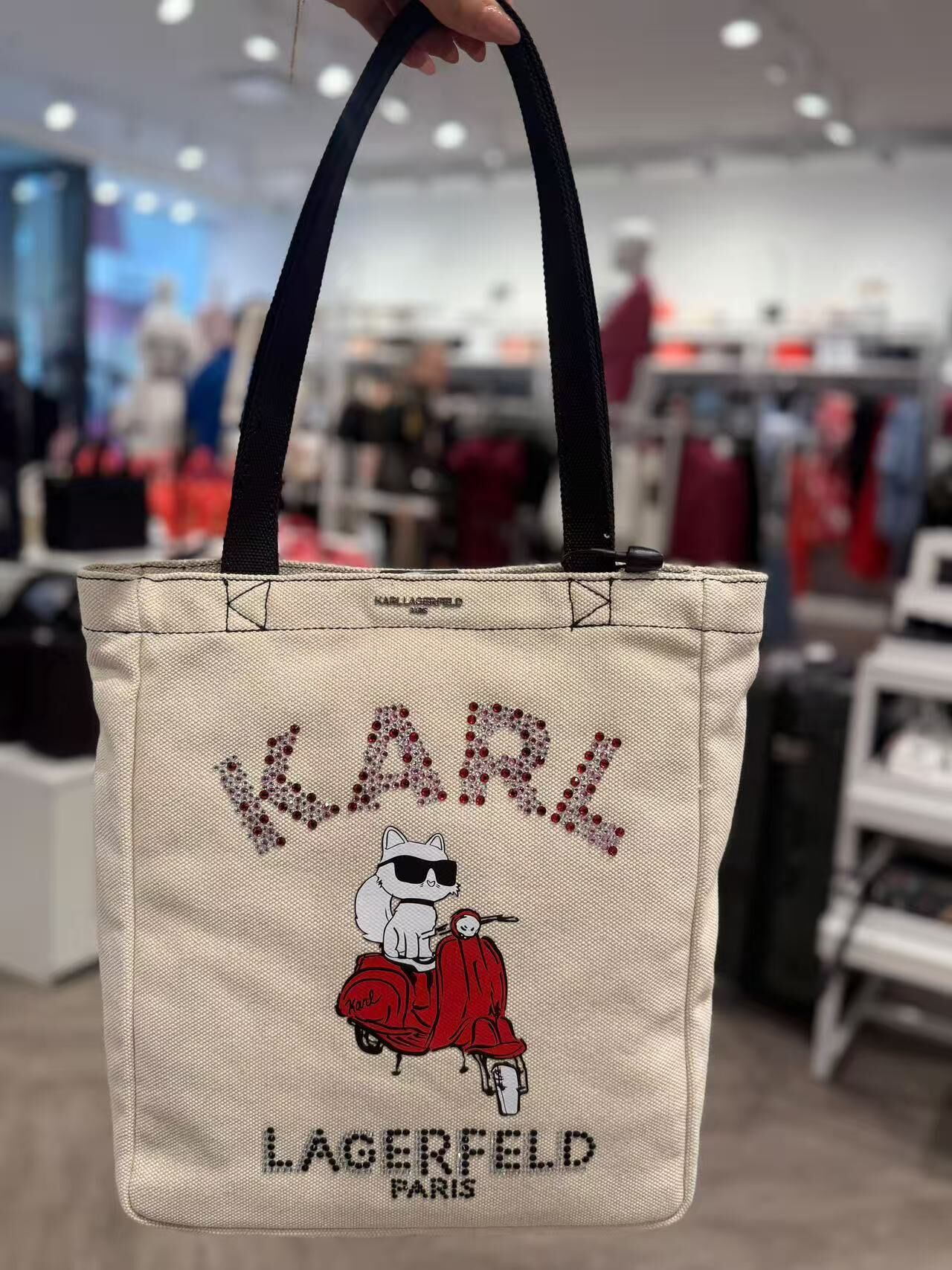 【預購】Karl Lagerfeld H071021 CANNES CHOUPETTE VESPA 帆布托特包 (白色)