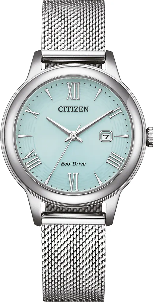 萬年鐘錶 - Citizen 星辰錶   優雅綠面光動能米蘭錶帶女錶 EW2621-75M  錶徑31.5MM