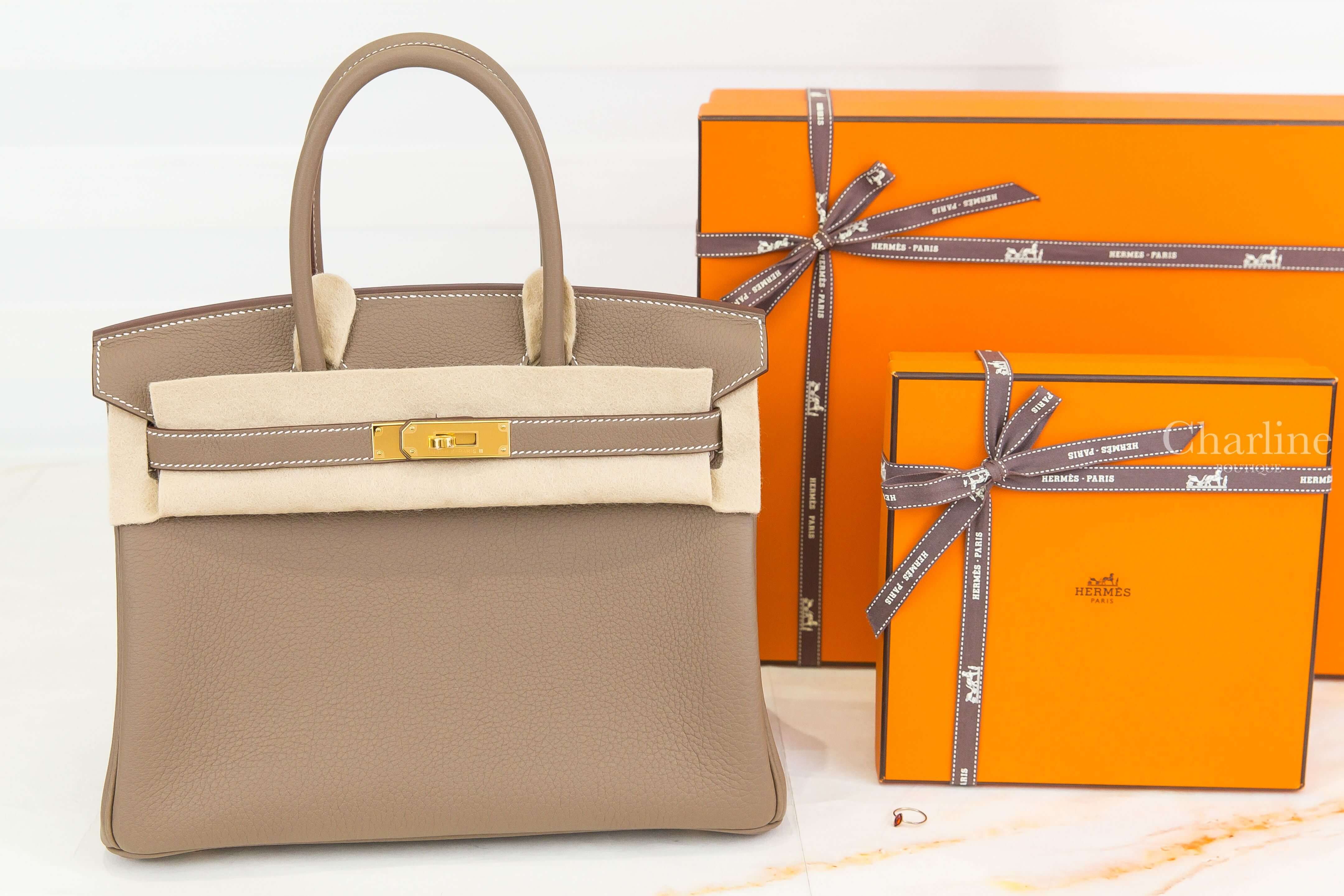 Hermès Birkin 30cm 18 Etoupe Veau Togo 大象灰金釦鉑金包-Charline Boutique 精品代購