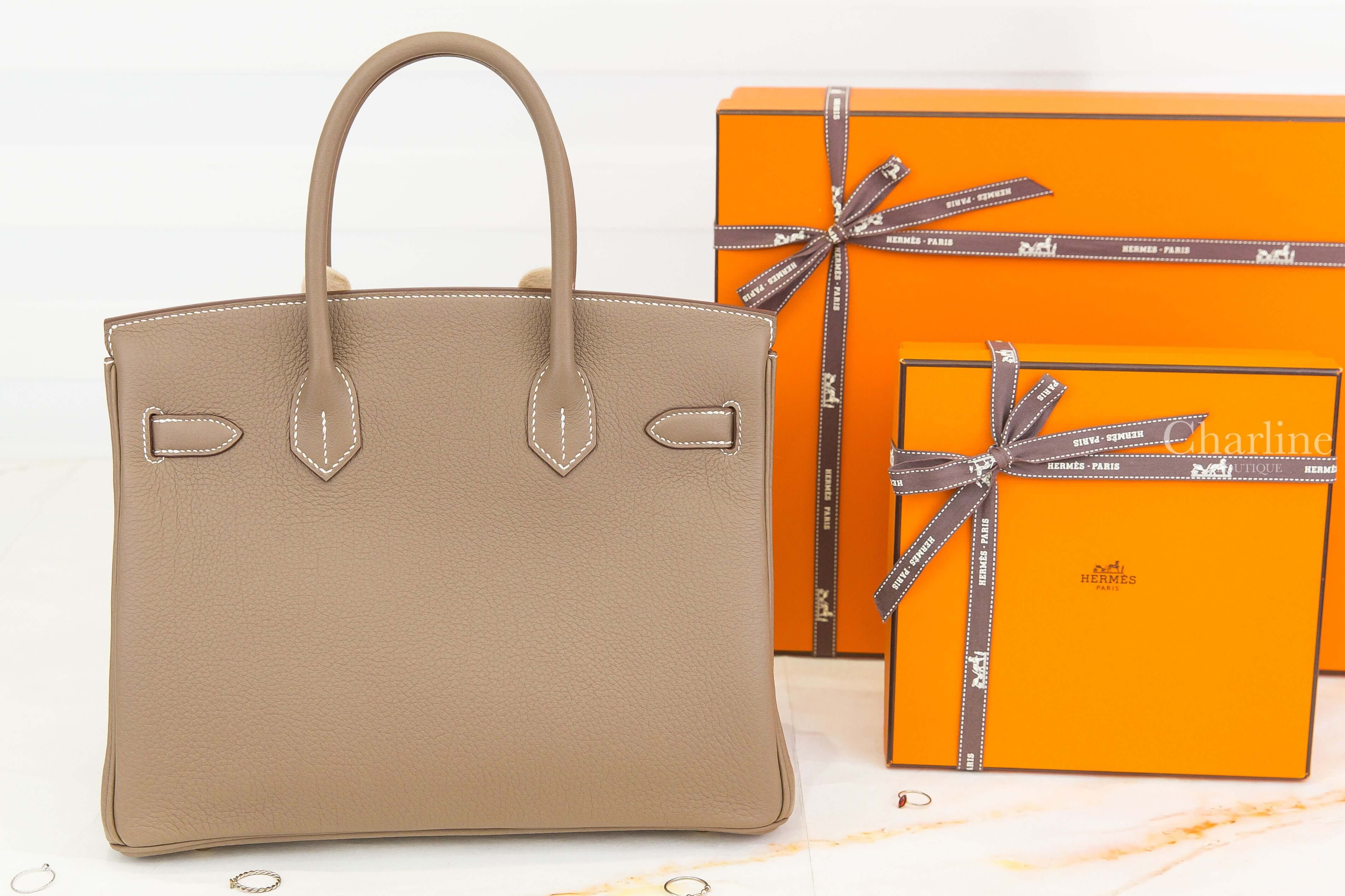 Hermès Birkin 30cm 18 Etoupe Veau Togo 大象灰金釦鉑金包-Charline Boutique 精品代購