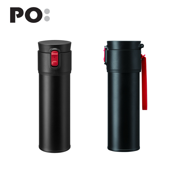 PO: 丹麥保溫泡茶杯470ml (內建瓶蓋過濾茶葉裝置) (黑+紅)
