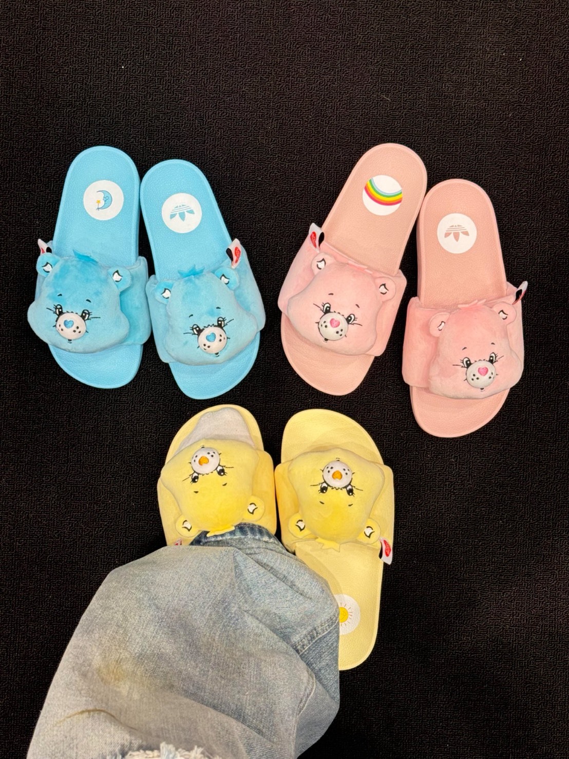 ADIDAS ADILETTE × CARE BEARS  聯名 立體 毛絨 彩虹熊  女款 三色