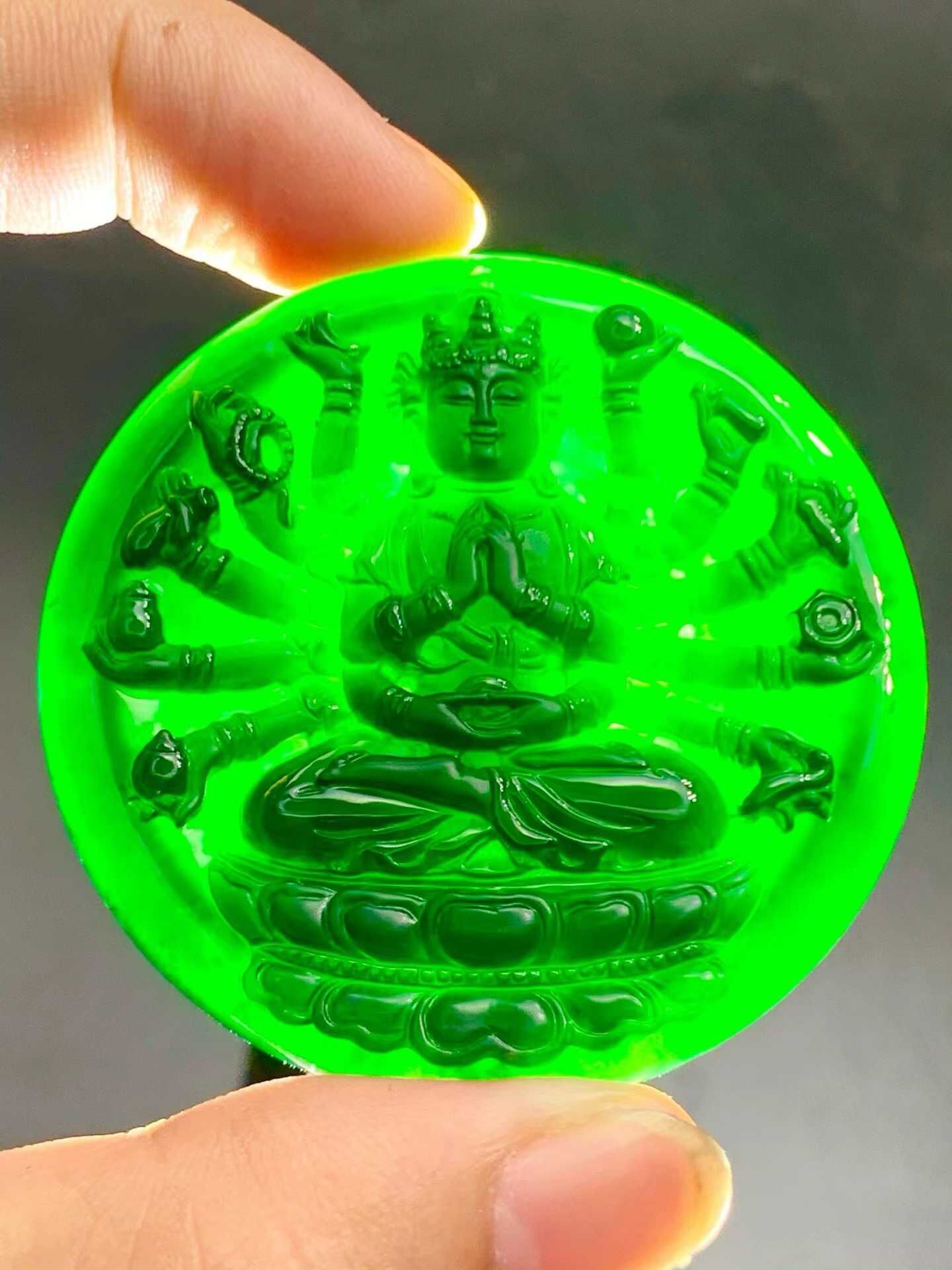 翡翠墨翠千手觀音,天然翡翠A玉, 緬甸玉, Jade, Jadeite
