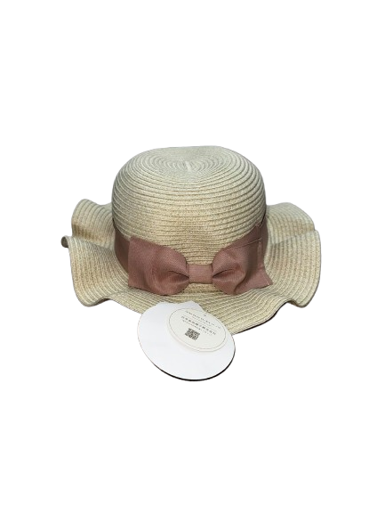 【Nishimatsuya】Kids Sweet Ruffle Brim Dusty Pink Big Bow Knot Straw Hat