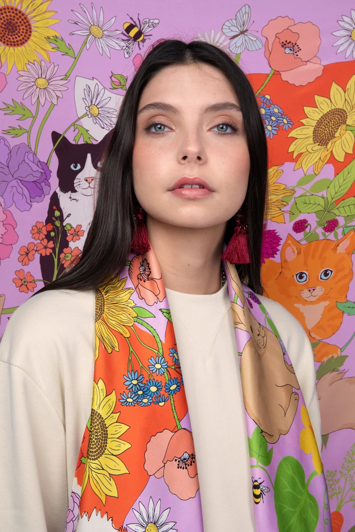 Karen Mabon Silk Scarf Garden of the earthly delights