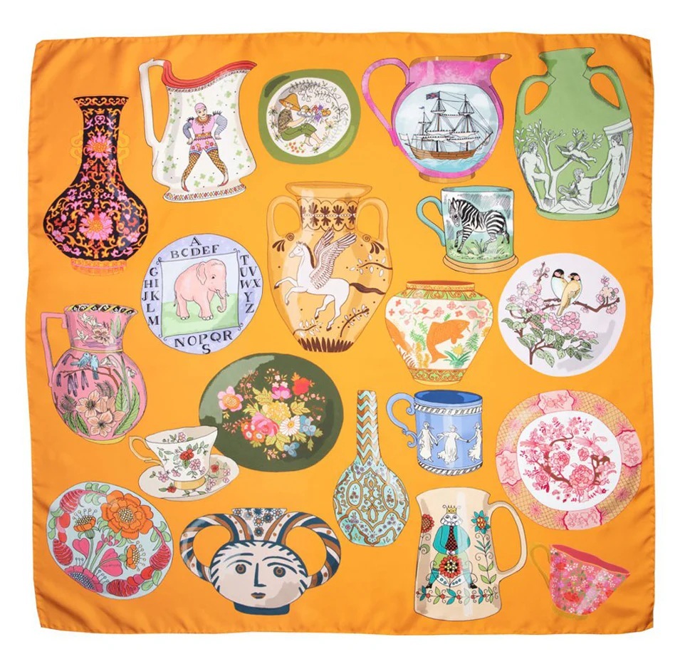 Karen Mabon Silk Scarf Pottery orange