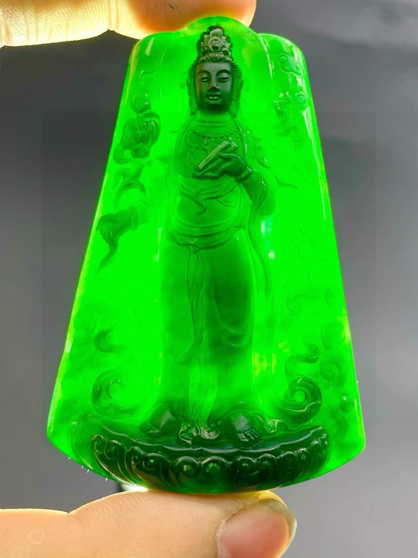 翡翠墨翠自在觀音,天然翡翠A玉, 緬甸玉, Jade, Jadeite