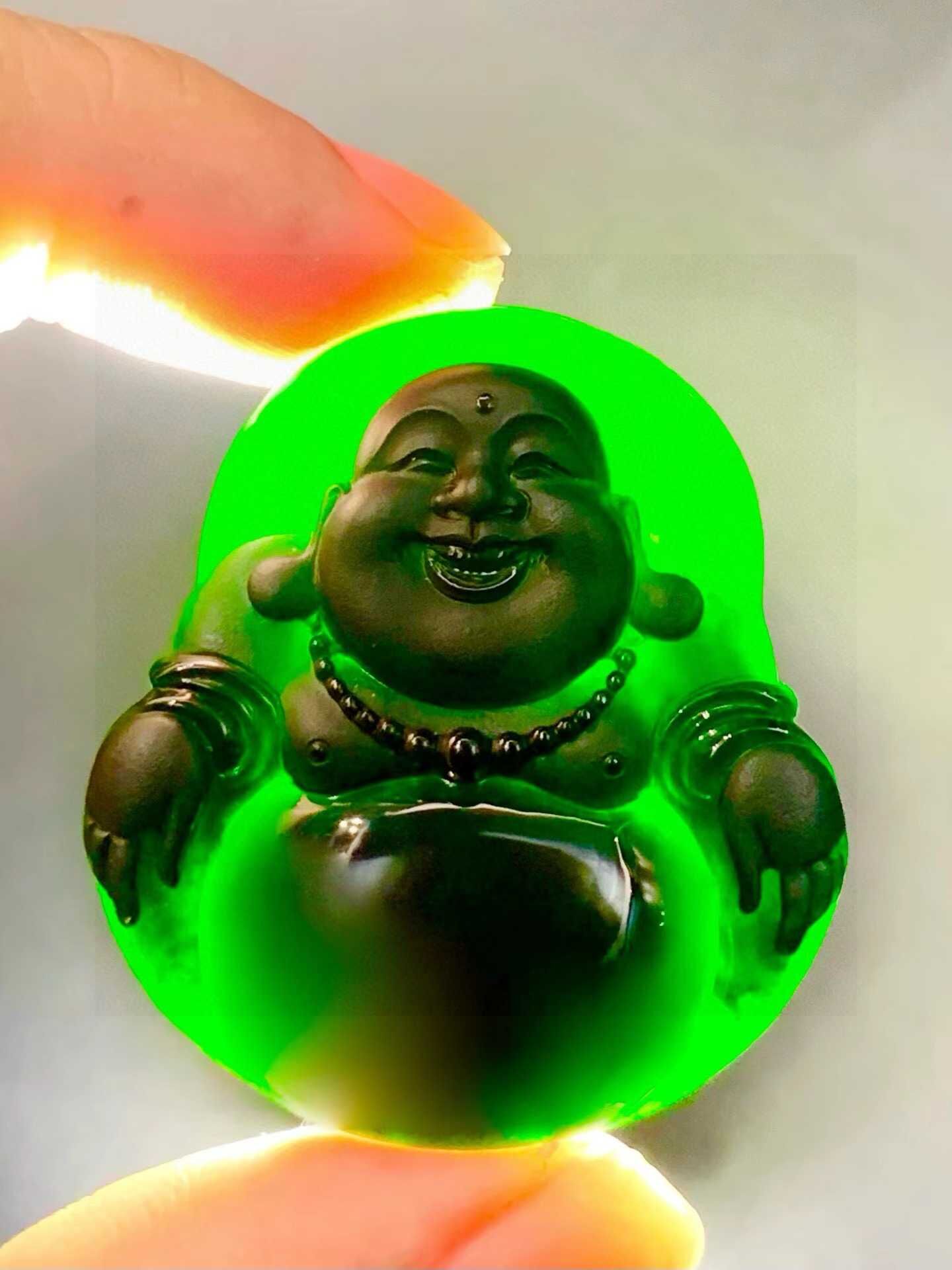 628413 翡翠墨翠大肚佛