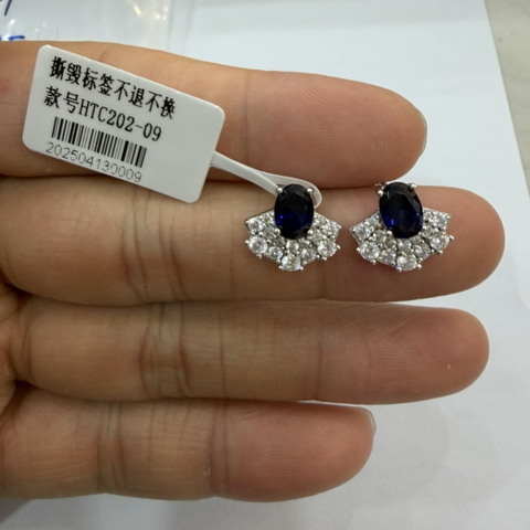 OTH-JJG0710-039 【連盒連證書】S925藍寶石耳釘-HTC202-09 (A39)