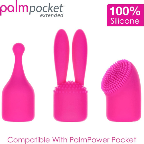 Palmpower PalmPocket 迷你魔杖按摩棒專用矽膠頭套 (三重波瀾感官3件裝 - 粉紅色)