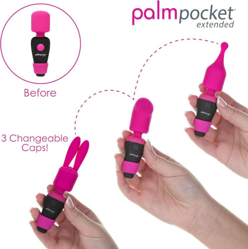 Palmpower PalmPocket 迷你魔杖按摩棒專用矽膠頭套 (三重波瀾感官3件裝 - 粉紅色)