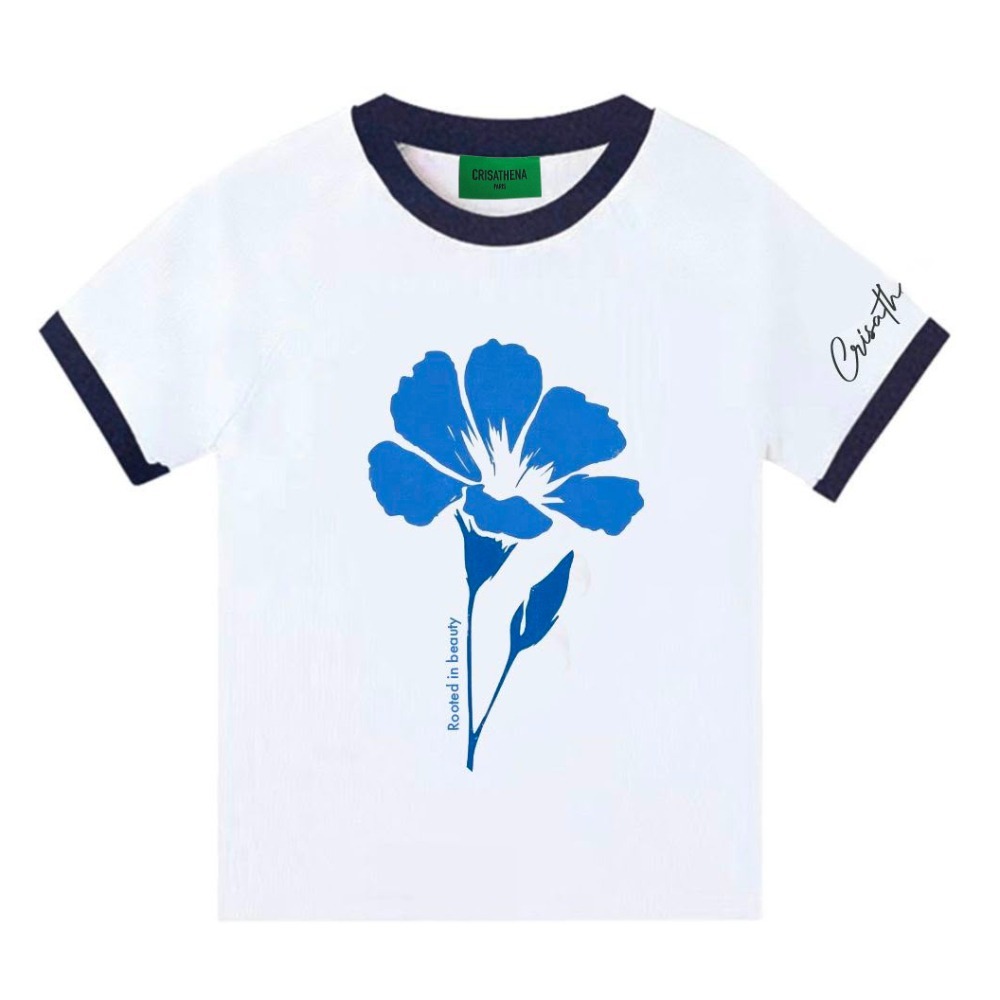 0710CR77-CRISATHENAHK-CLOTHING-*新款*花花簡約拼色邊TEE（A77）