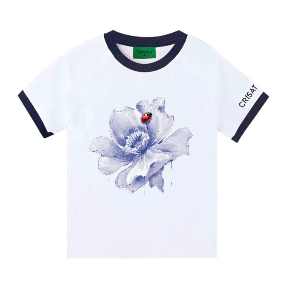 0710CR77-CRISATHENAHK-CLOTHING-*新款*花花簡約拼色邊TEE（A77）