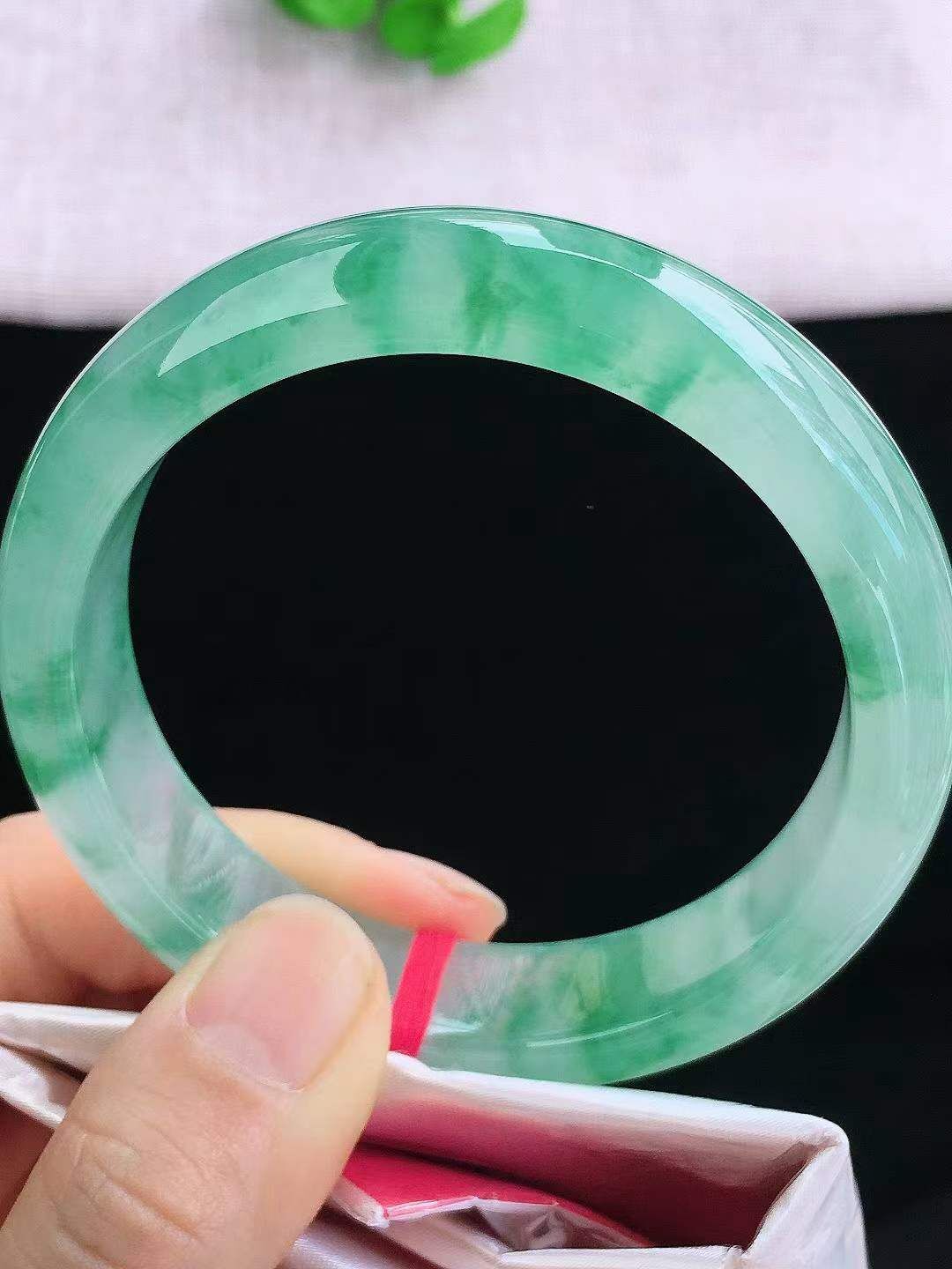 冰飄花翡翠手鐲,天然翡翠A玉, 緬甸玉, Jade, Jadeite