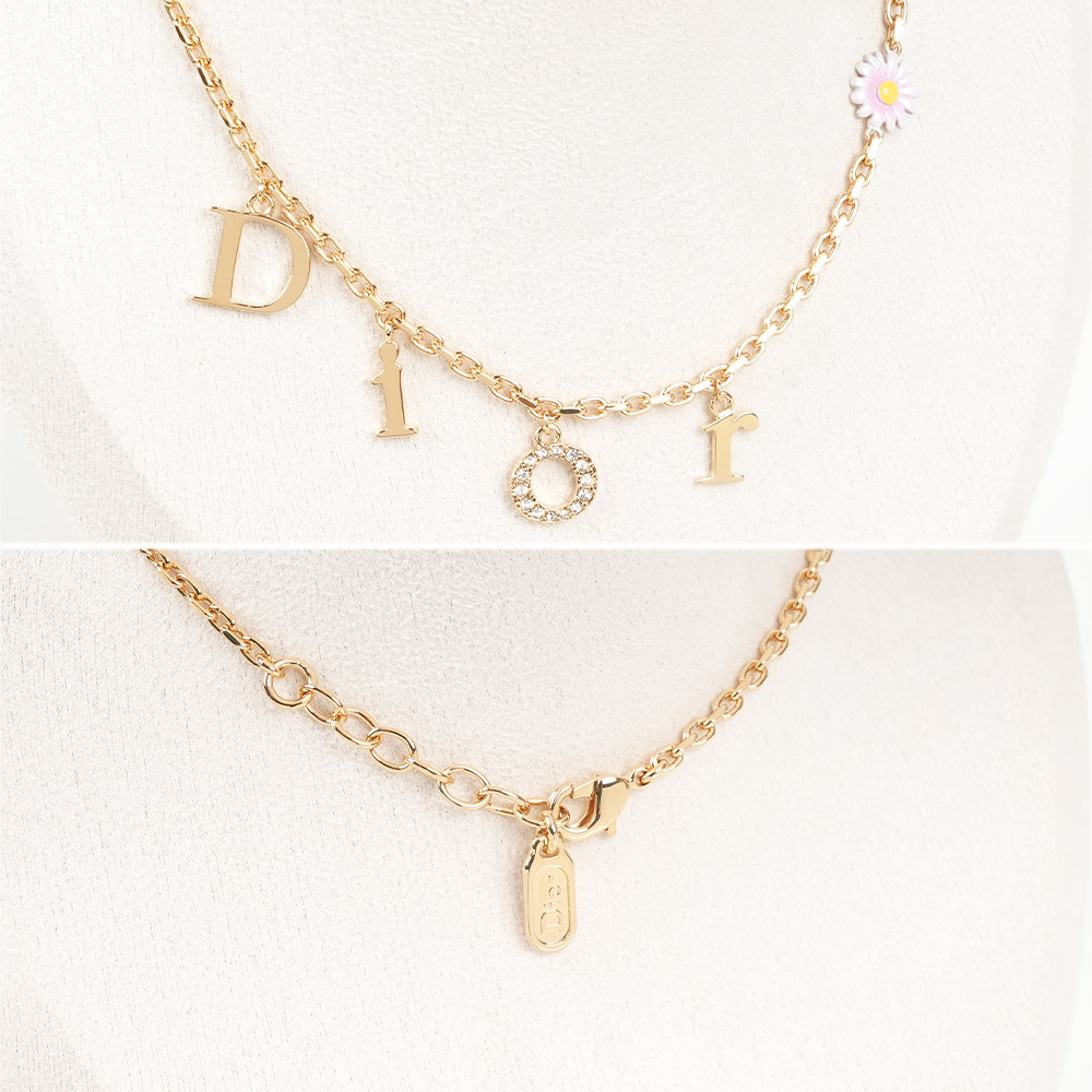 【CHRISTIAN DIOR】Mini Daisy 小雛菊及標誌墜飾項鍊(金色)