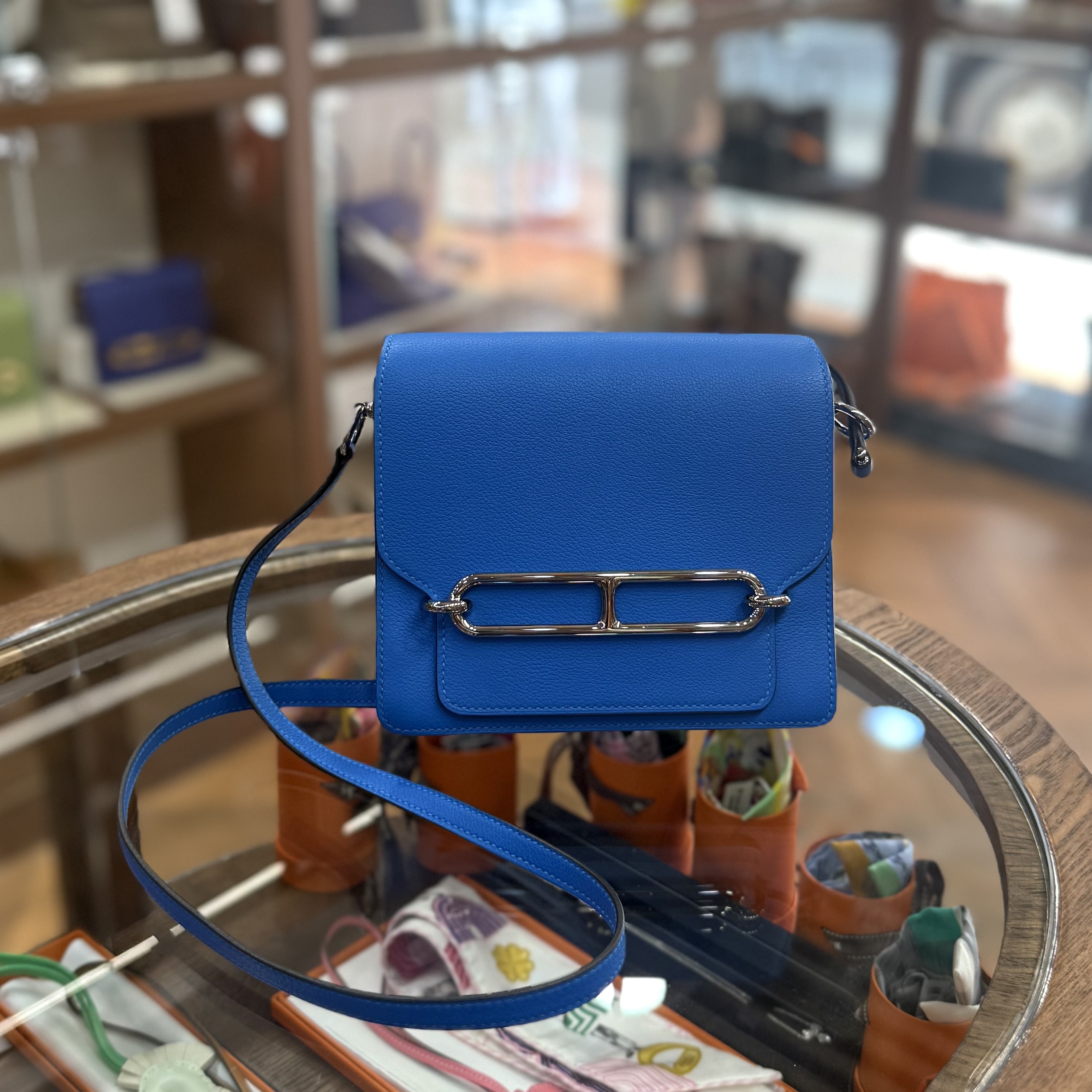 98%New Used Hermes Mini Roulis Evercolor 坦桑尼亞藍銀扣 Blue Zanzibar Stamp A #愛馬仕豬鼻包