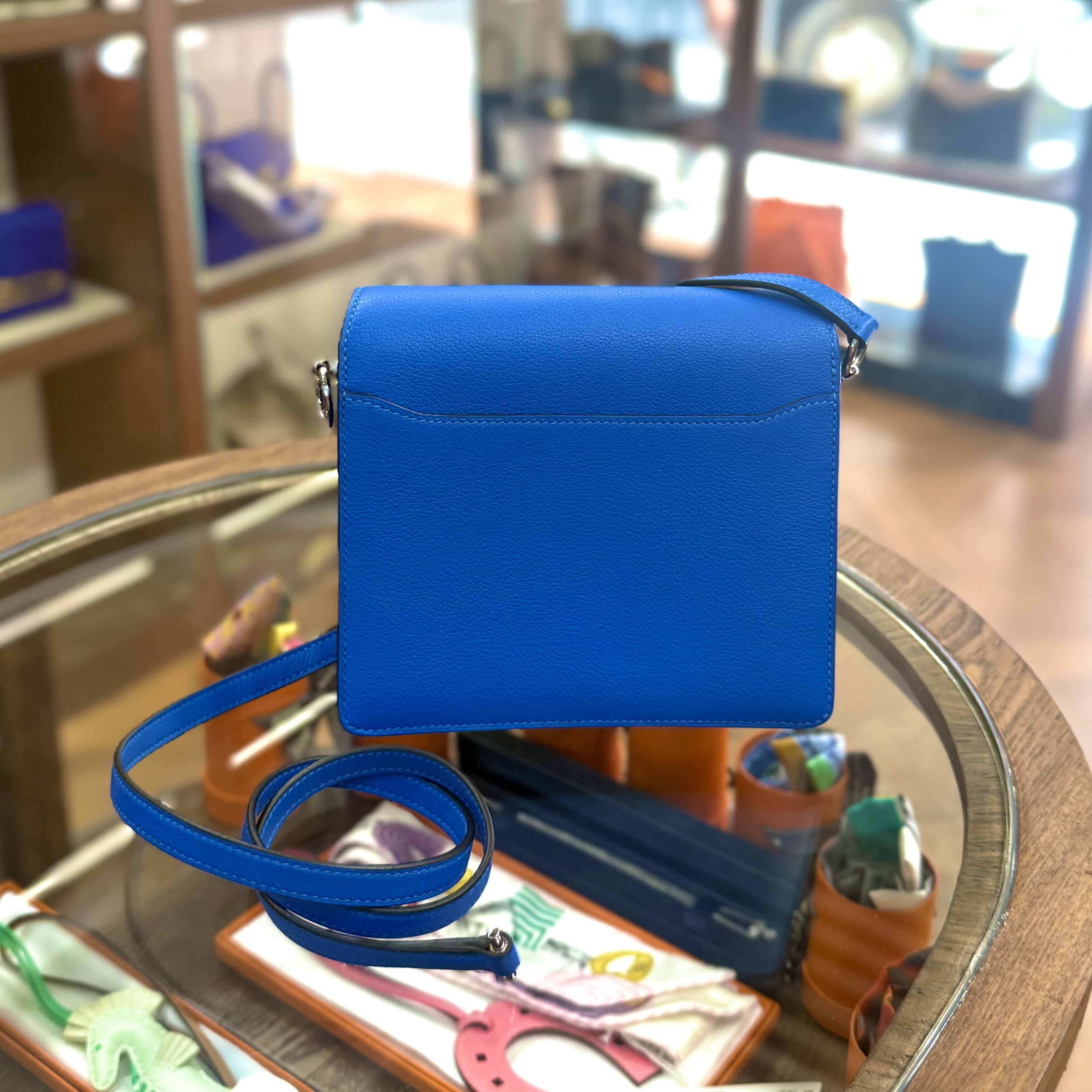 98%New Used Hermes Mini Roulis Evercolor 坦桑尼亞藍銀扣 Blue Zanzibar Stamp A #愛馬仕豬鼻包