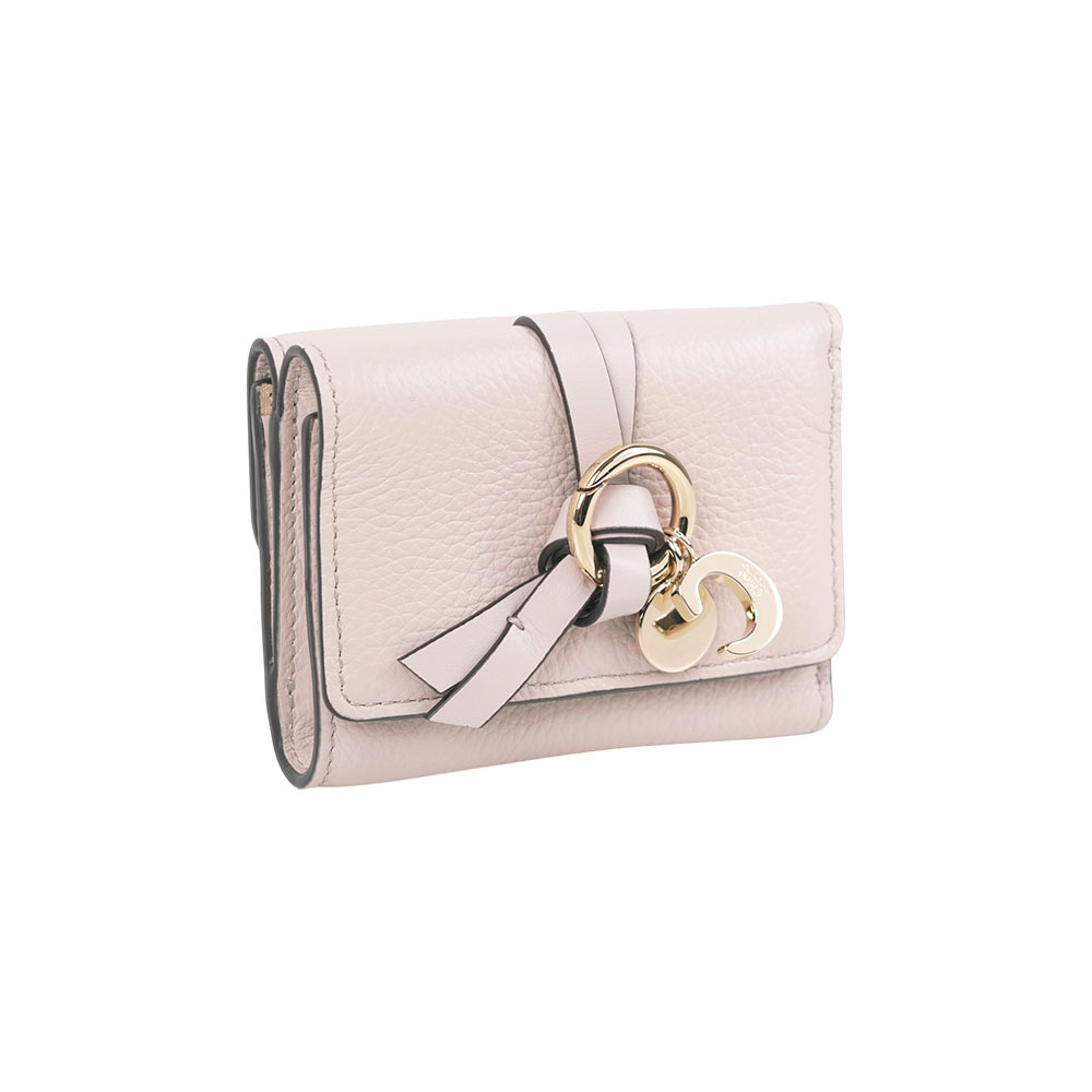 【Chloé】Alphabet C Logo 牛皮迷你三折短夾(灰色)