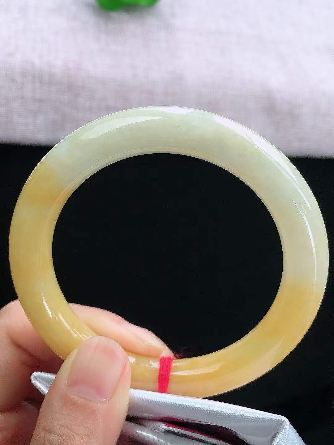 6285850 59mm冰飄黃翡圓條翡翠手鐲 (58-60)