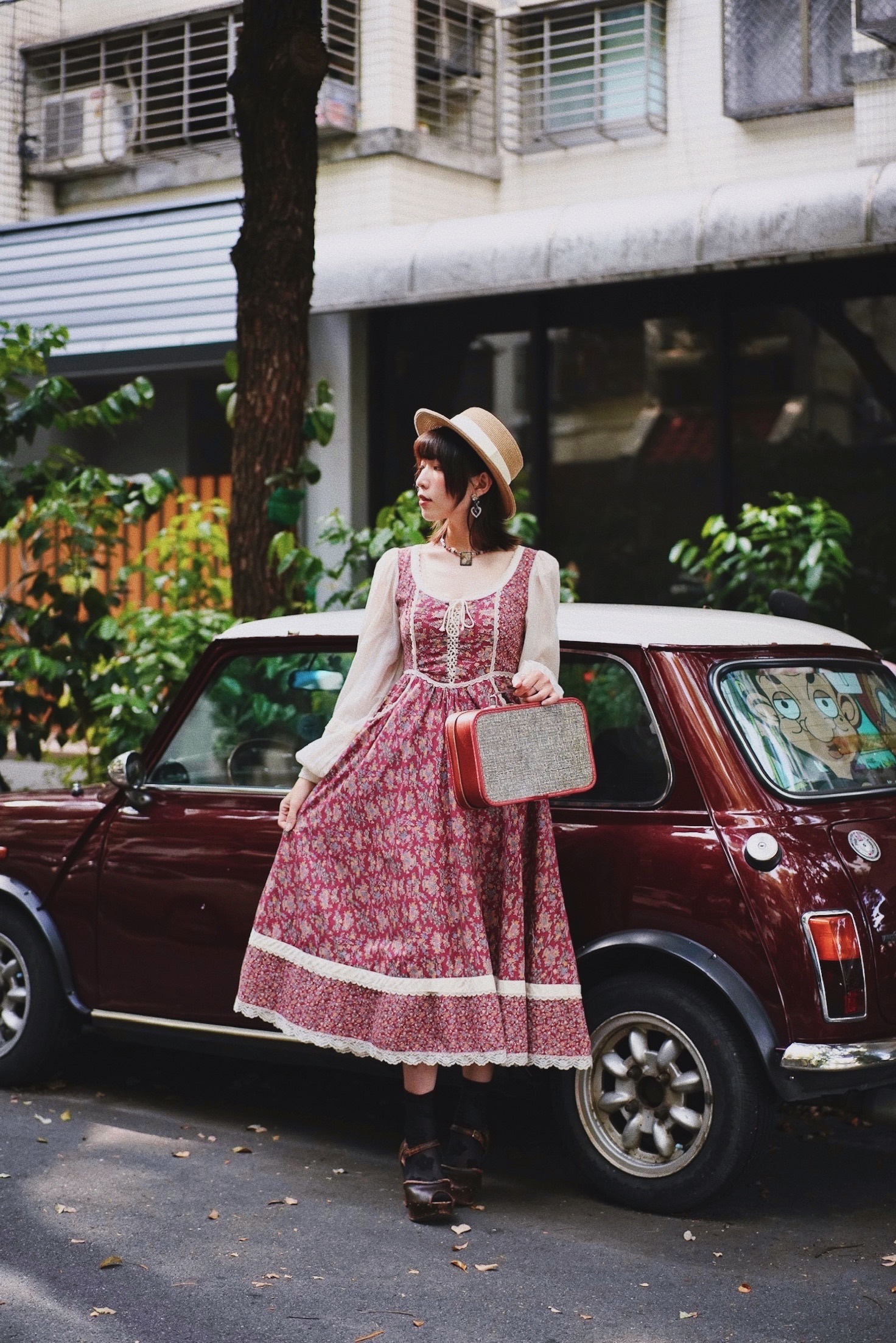 1970s Gunne Sax Praire Dress / 70 年代 改標 Gunne Sax 莓果粉蜂鳥草原風高腰長洋裝