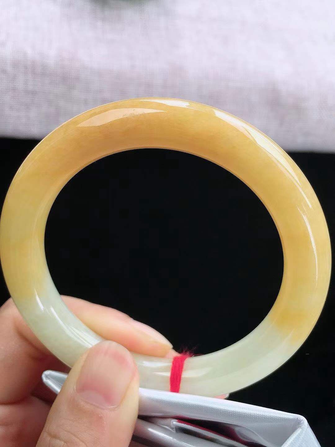 冰飄黃翡圓條翡翠手鐲,天然翡翠A玉, 緬甸玉, Jade, Jadeite