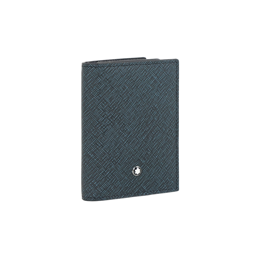 【Montblanc】Sartorial 匠心系列防刮牛皮對開卡片夾(花呢藍)