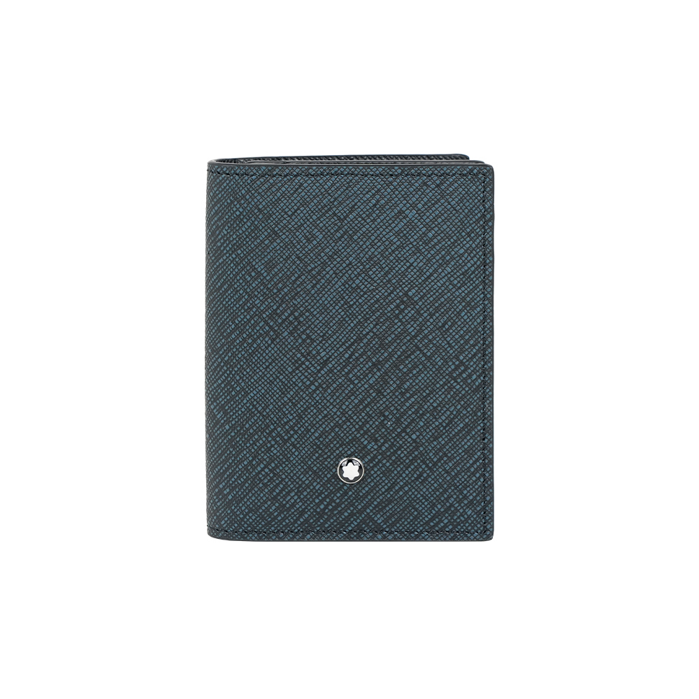 【Montblanc】Sartorial 匠心系列防刮牛皮對開卡片夾(花呢藍)
