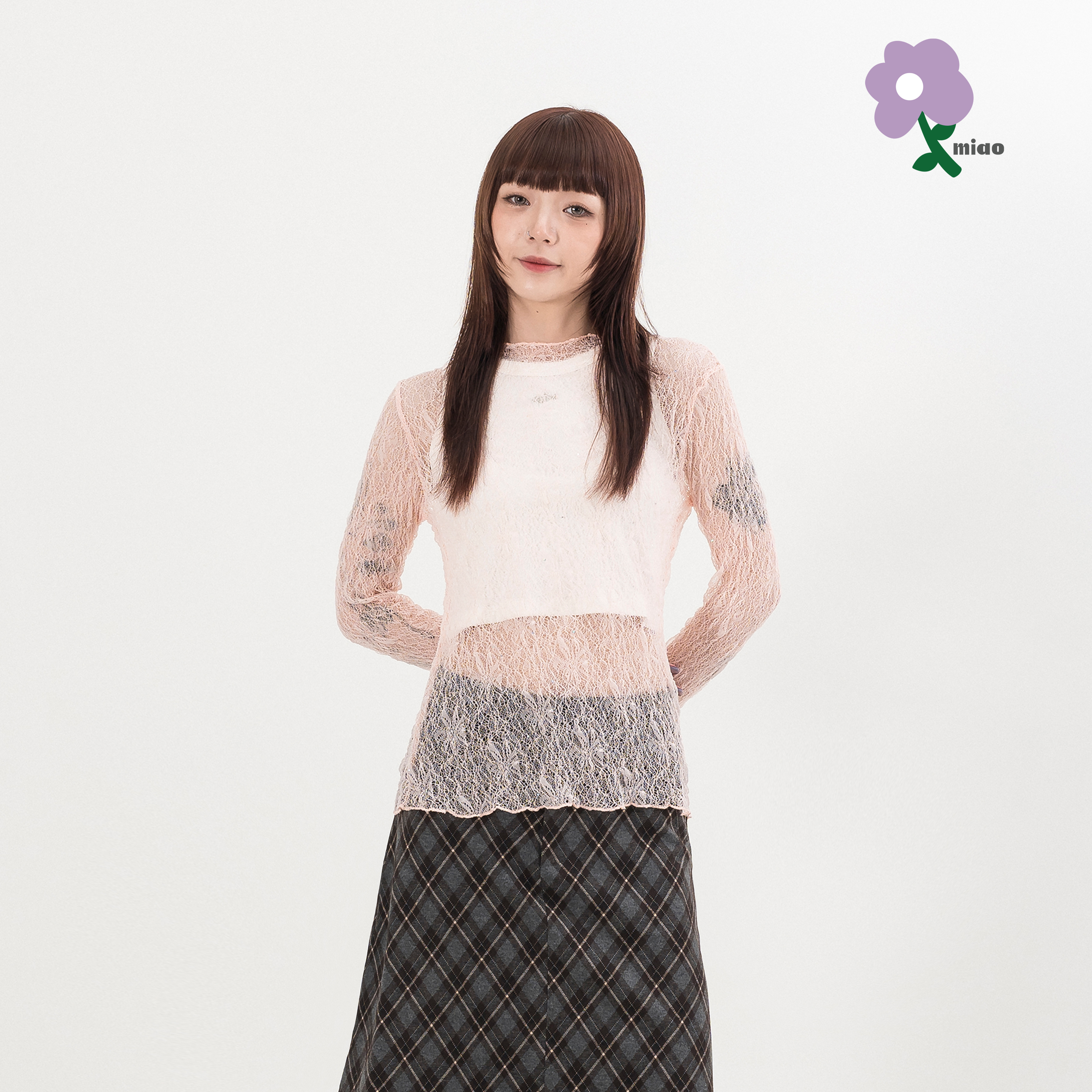 MIAO Turtleneck Lace Top 小高領 蕾絲亮片 上衣 [M-T8]
