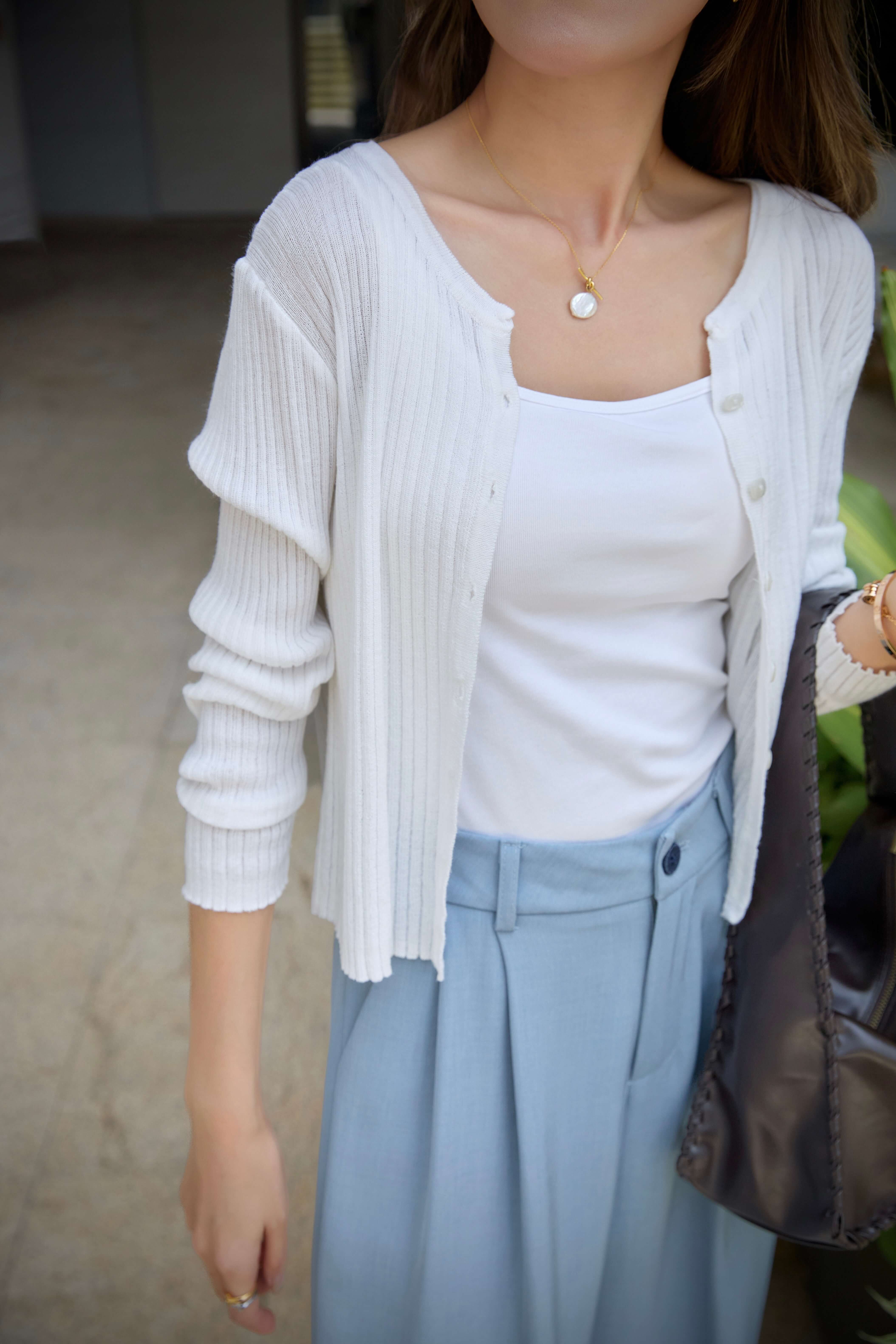 Rib Cropped Cardigan_KN263L08