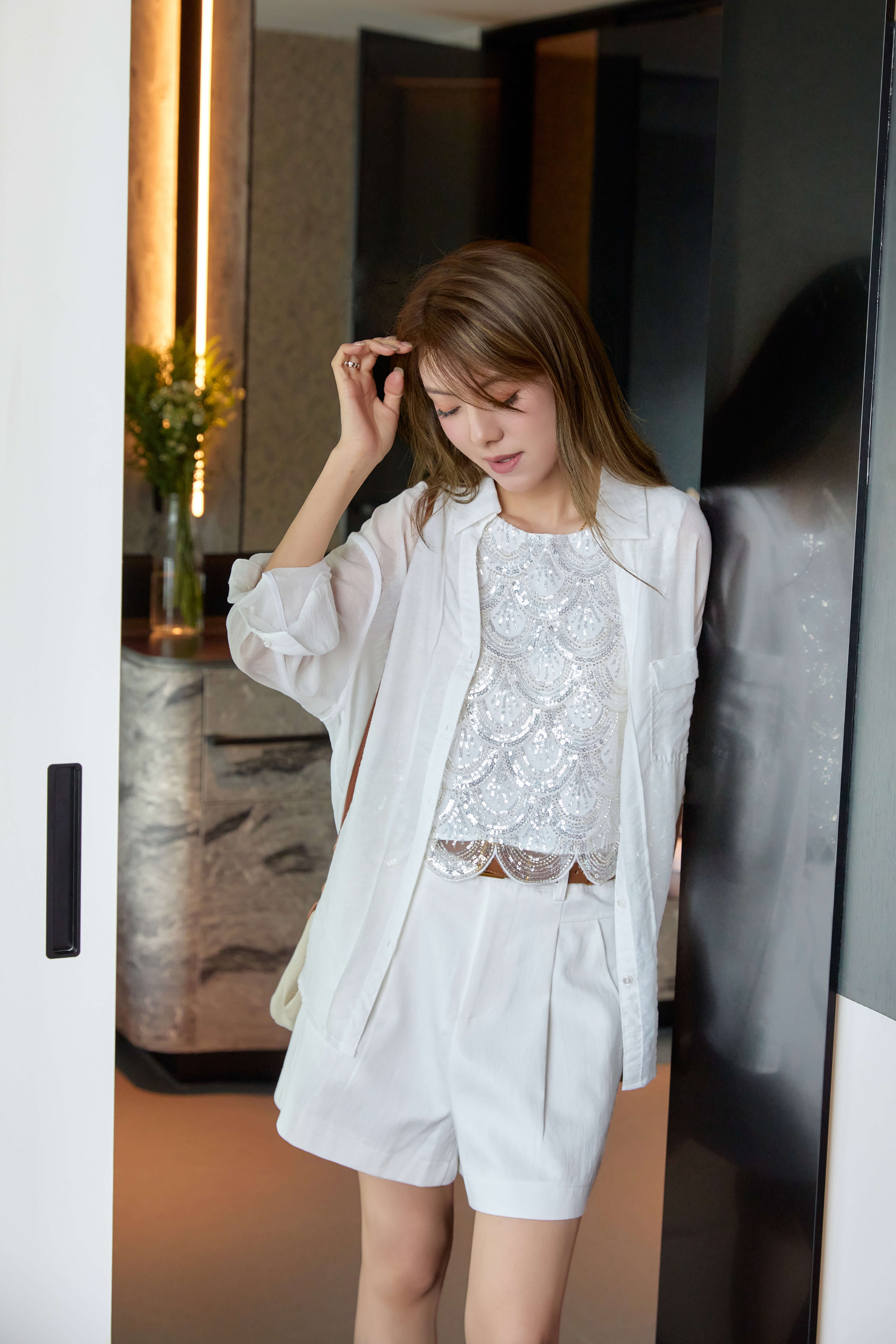 Natural Pleated Shorts_PT267L09
